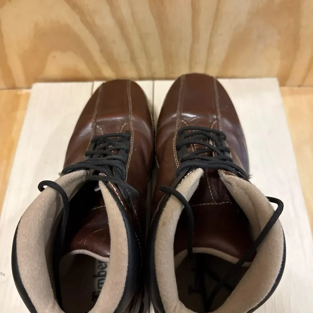 Timberlands Men's 85129 Brown Leather Lace Up Euro Dub Boots Size 9.5M